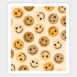 Orange Happy Faces Sticker